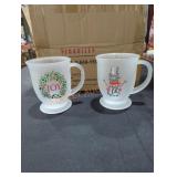 (6) Assorted Glass Christmas Mugs