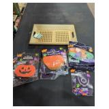 Decrotive Tray Filled w/ Assorted Halloween Items