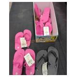 Box Lot of Assorted Flip Flops