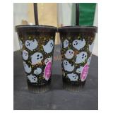 (2) Ghost Light Up Cups w/ Lids