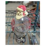 Vintage JH Millstein Santa Glass Candy Container
