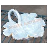 Vintage Opalescent Blue Hue Leaf Dish
