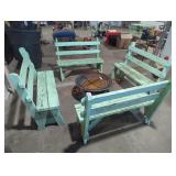 Four Wood Outdoor Benches