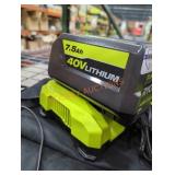 Ryobi 40v 7.5 ah battery and charger