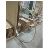 Large circle mirror with gold trim
