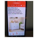 Tileon 39 in. White Wood Sideboard Coffee Bar