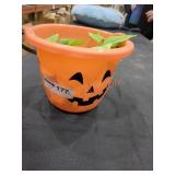 Pumpkin Basket Of Fake Flowers