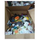 Box lot of seeds and garden stakes