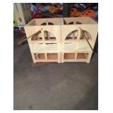 (2)Wood Framed Candle Holder With Handles