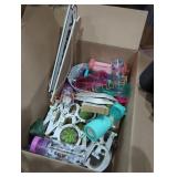 Box lot of decorations and water bottles