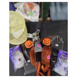 Fabric Basket, Spooky Hanging Ghouls,Webs, Signs