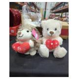 4 stuffed animals. 2 bears and 2 hedgehogs