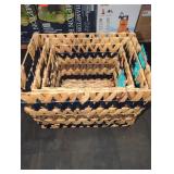 3 Woven Nesting Baskets, Wire Enforced Frame
