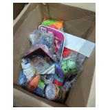 Box lot of craft supplies and party supplies
