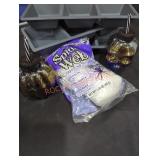 (3) Sectioned Platters Trays, Halloween Cups, Web