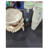 Fringed Canvas Bucket, Plastic Tumblers