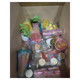 Box Lot Of Assorted Cups, Flowers