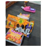 3 food dividers and candy