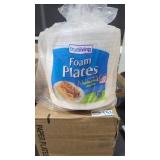 Two sets of foam plates and two sets of paper