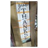 Thanksgiving signs and metal sunflower yard