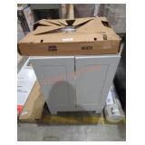 Light Gray Vanity 24" x 18.5" x 32"; Sold as is.