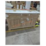 Double Vanity w/ Top, Beige 60" x 19" x 34-3/4"