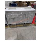 Light Grey Vanity With Marble Double Sink Top