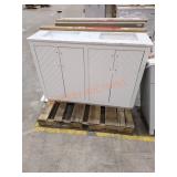 White Vanity With Marble Double Sink Top APPROX