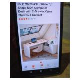 FUFU&GAGA 55.1" Wx29.4"H : White "L" Shape MDF