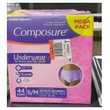 2 boxes of Composure S/M Adult Diapers
