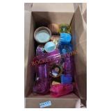 Plastic drinking cups and candles