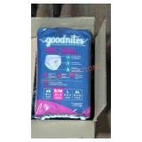 4 packs of Goodnites 6-8 months diapers