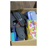 Sandals, toys, etc box lot