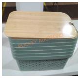 Green Plastic Storage Bins With Bamboo Lids