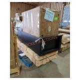 Skid Patio Entry Door, Metal Cabinet, Patio Chairs