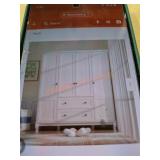 White wood 63" w 4 door armoire wardrobe