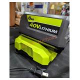 Ryobi 40v 6 ah battery and charger