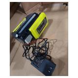 RYOBI 6Ah 40V LITHIUM BATTERY AND CHARGER  - Sold