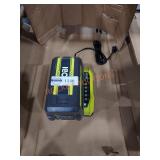 RYOBI 6Ah 40V LITHIUM BATTERY AND CHARGER  - Sold