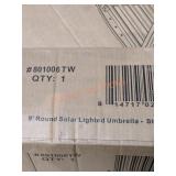 9"Round Solar Lighted Umbrella Beige White
