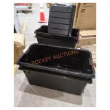 (4) Heavy Duty Black Totes TWO ARE DAMAGED
