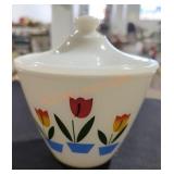 Fire King Tulip Ivory White Grease Drip Jar