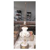 Vintage Floral Painted Milk Glass Lamp