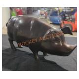 Vintage Large Bronze Metal Piggy Bank
