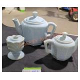 Vintage Shawnee two sizes teapots and candlestick