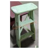 Vintage Green Wooden Step Stool