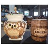 Owl and Barrel Cookie Jars