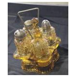 Vintage amber glass cruet set