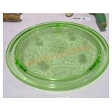 Vintage Jeanette Uranium Footed Cake Plate