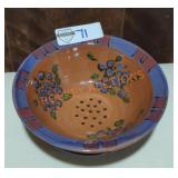 Handpainted Pottery Colander Bowl
